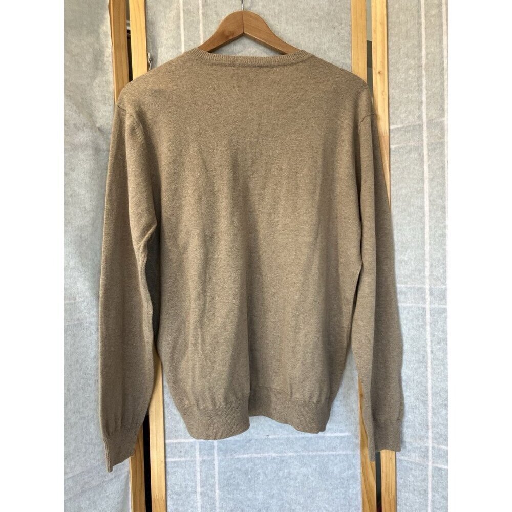 Tasso Elba Mens Sweater Beige Knit Argyle V Neck Cotton L/S Medium Classic - Picture 5 of 6